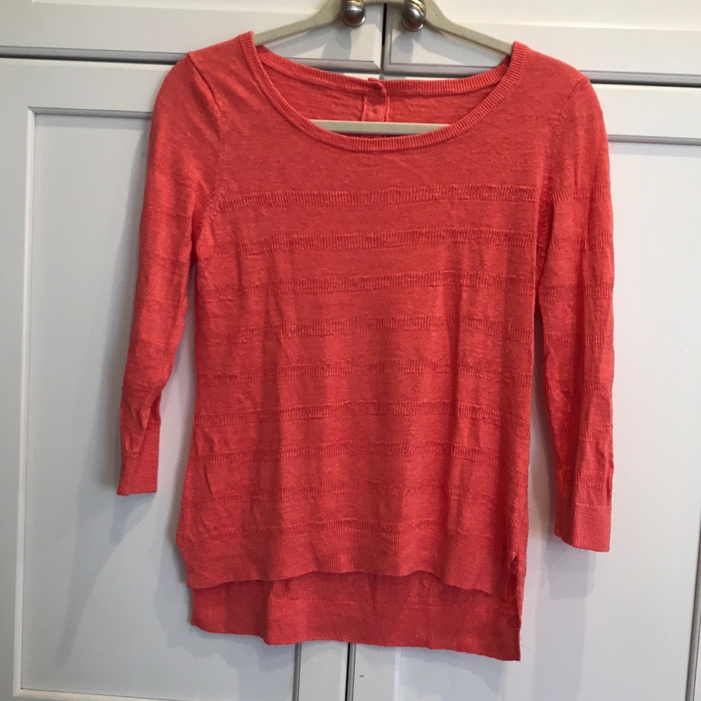 LOFT textured stripe 3/4 sleeve sweater